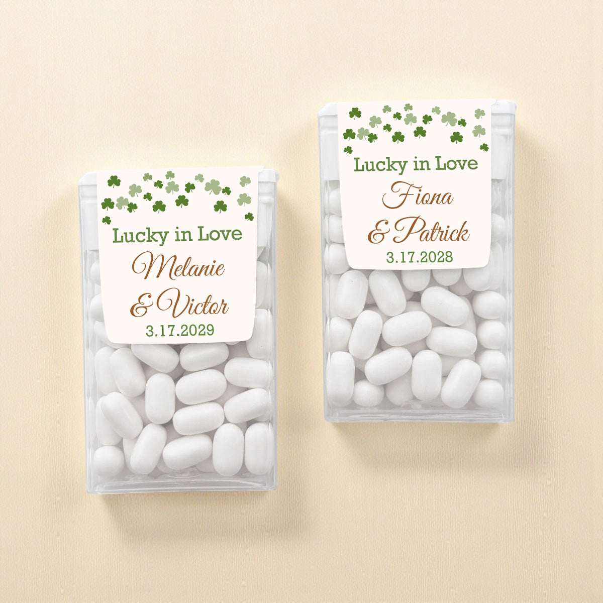 Irish Shamrock Confetti Personalized Tic Tac Mints (Set of 12)