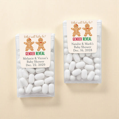 Gingerbread Gender Reveal Personalized Tic Tac Mints (Set of 12)