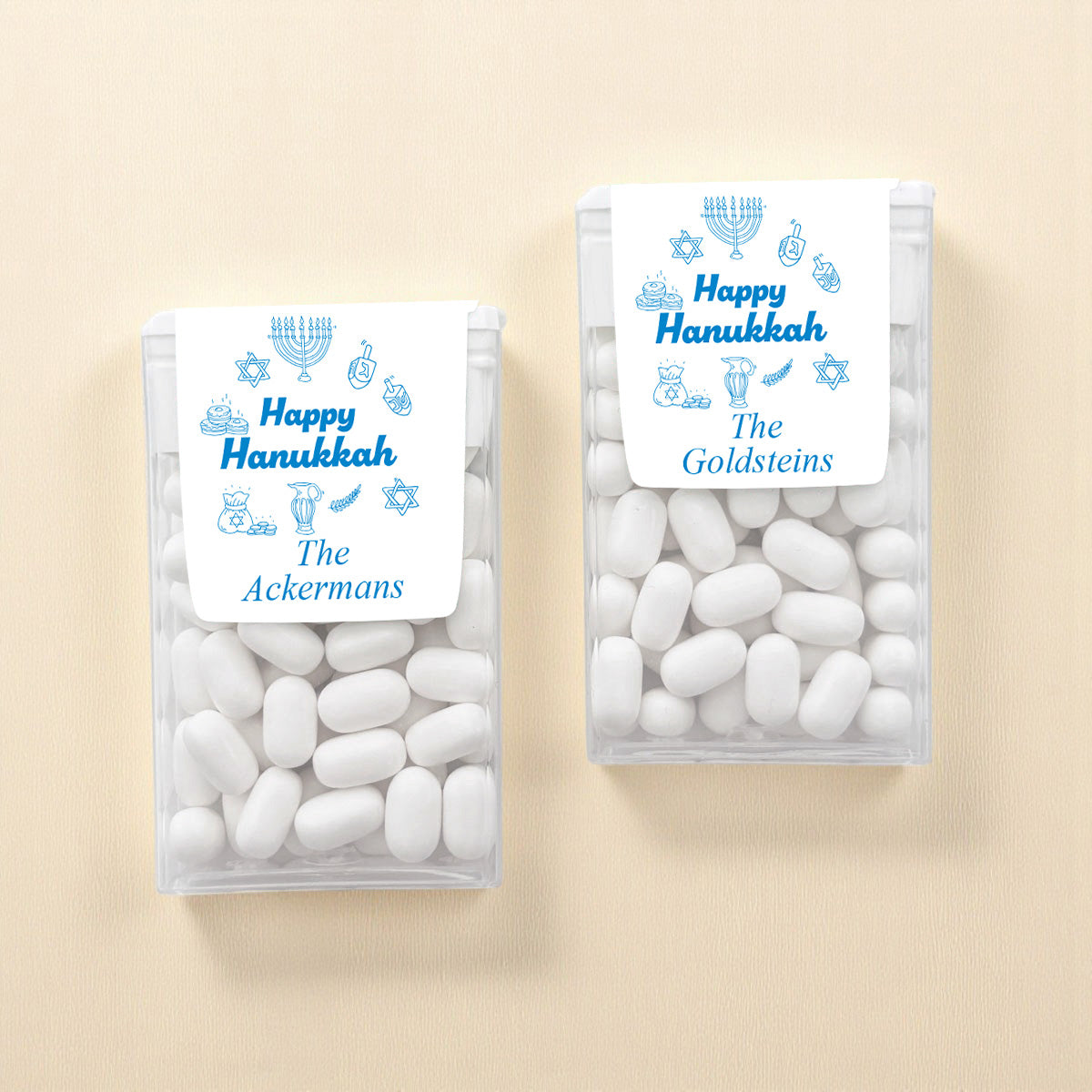 Happy Hanukkah Drawing Personalized Tic Tac Mints (Set of 12)