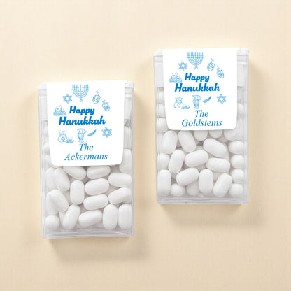 Happy Hanukkah Drawing Personalized Tic Tac Mints (Set of 12)