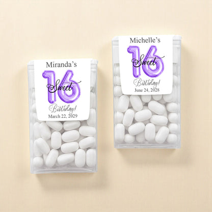 Sweet 16 Birthday Balloon Personalized Tic Tac Mints (Set of 12)