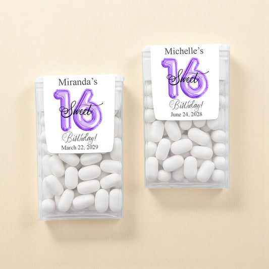 Sweet 16 Birthday Balloon Personalized Tic Tac Mints (Set of 12)
