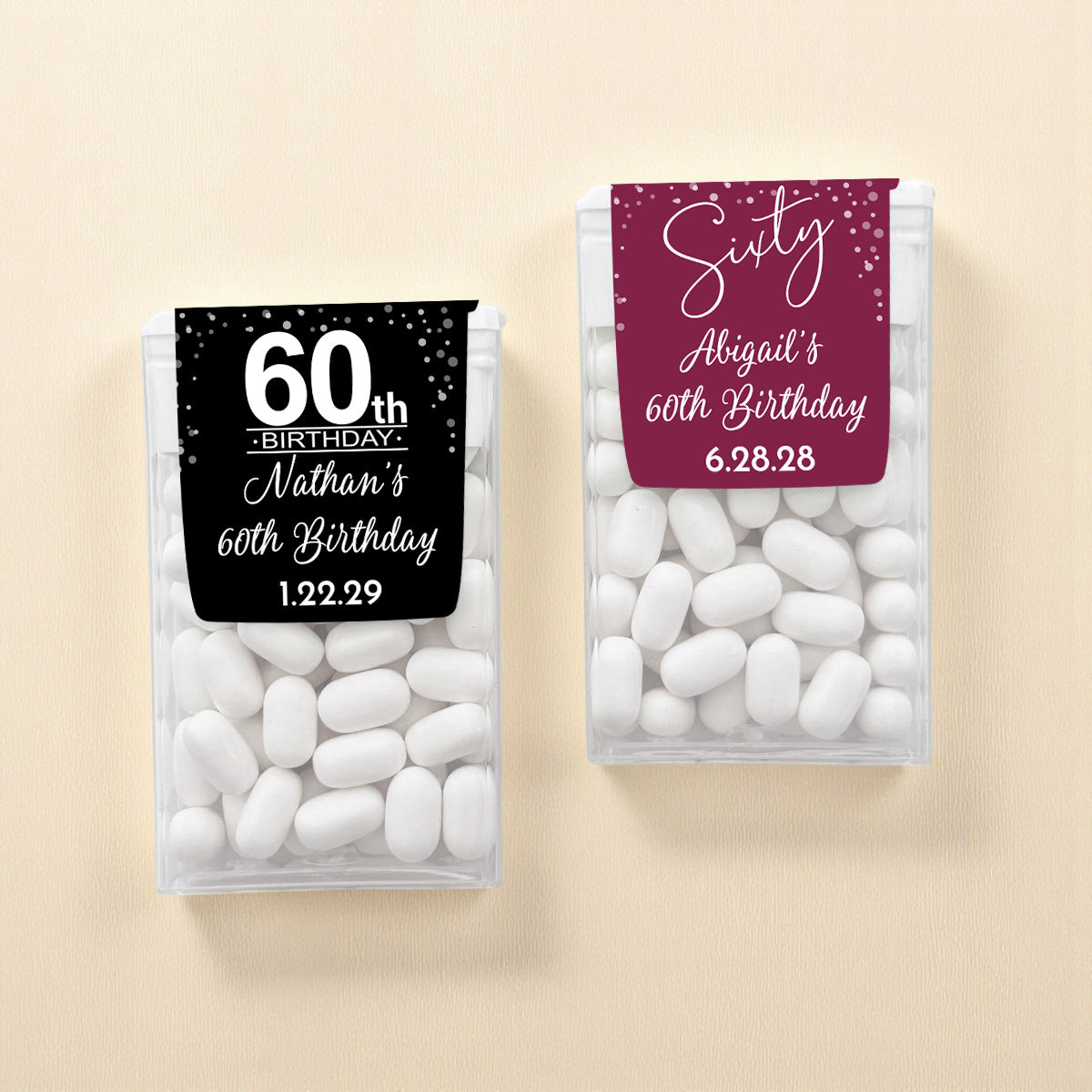 60th Birthday Personalized Tic Tac Mints (Set of 12)