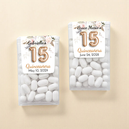 Quinceañera 15th Birthday Balloon Personalized Tic Tac Mints (Set of 12)