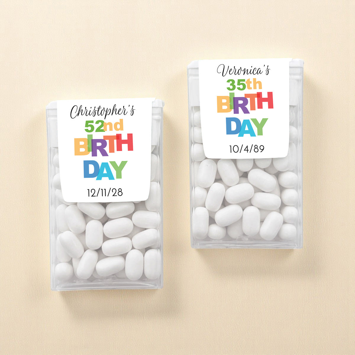 Colorful Birthday Personalized Tic Tac Mints (Set of 12)