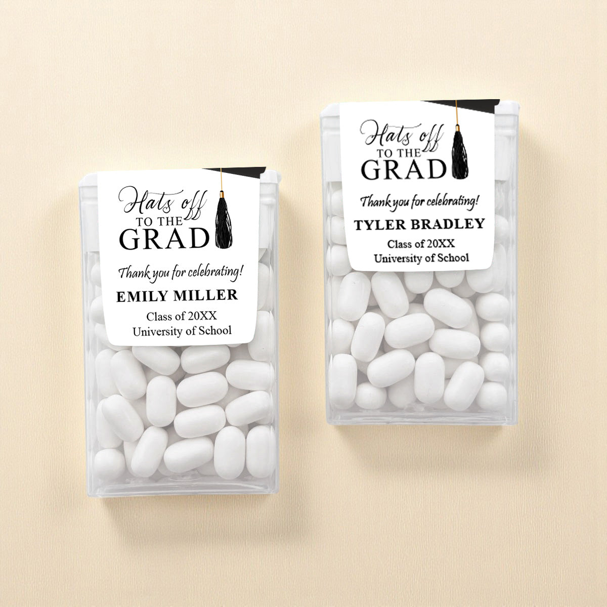 Hats Off The Grad Personalized Tic Tac Mints (Set of 12)