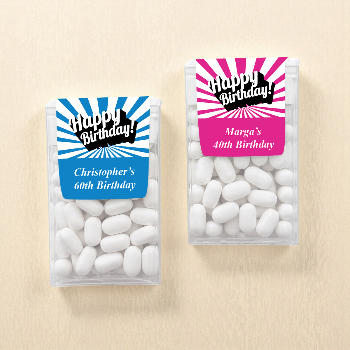 Happy Birthday Personalized Tic Tac Mints (Set of 12)