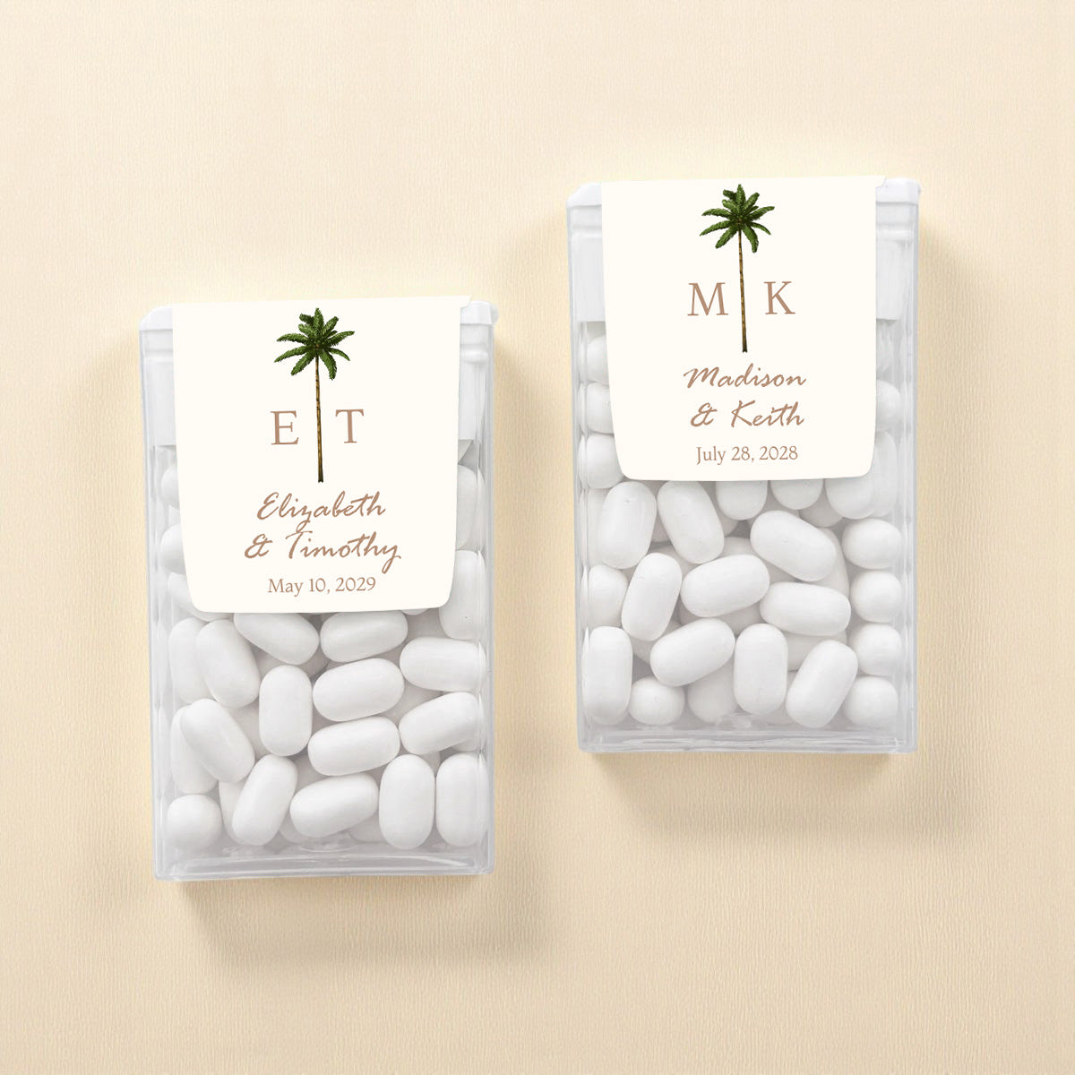 Palm Tree Monogram Personalized Tic Tac Mints (Set of 12)