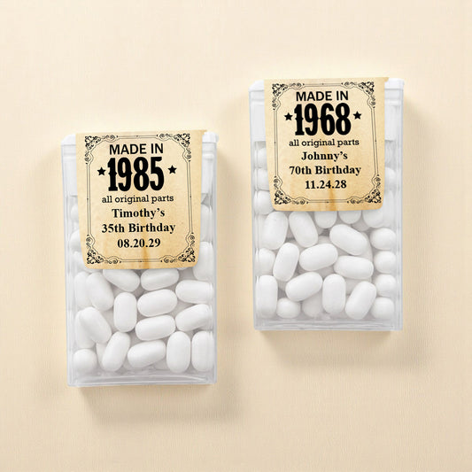 Made In Year All Original Parts Personalized Tic Tac Mints (Set of 12)