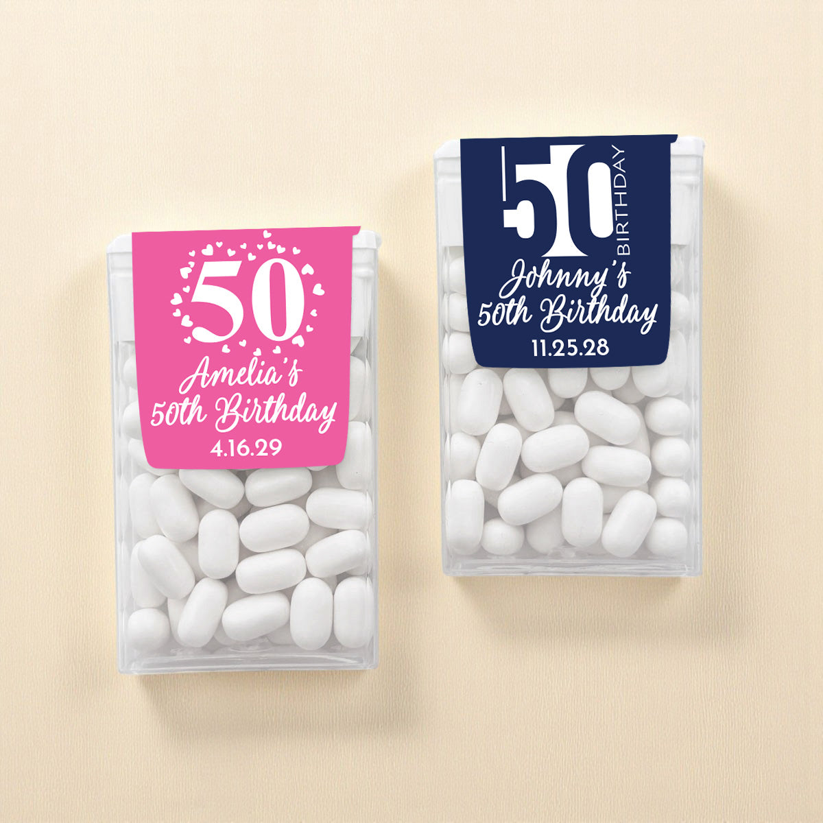 50th Birthday Personalized Tic Tac Mints (Set of 12)