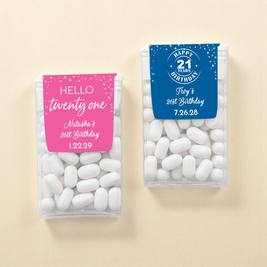 21st Birthday Personalized Tic Tac Mints (Set of 12)