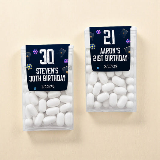 Vegas Playing Cards Birthday Personalized Tic Tac Mints (Set of 12)