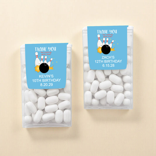 Bowling Kids Birthday Personalized Tic Tac Mints (Set of 12)