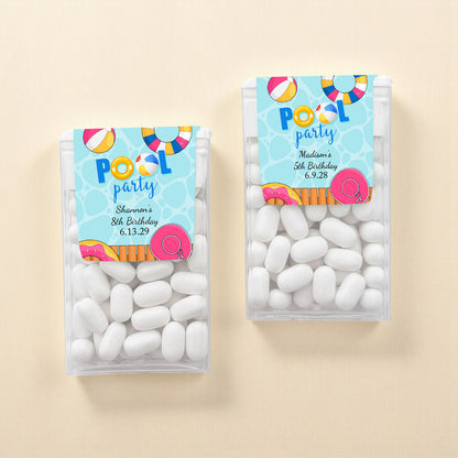 Pool Party Birthday Personalized Tic Tac Mints (Set of 12)