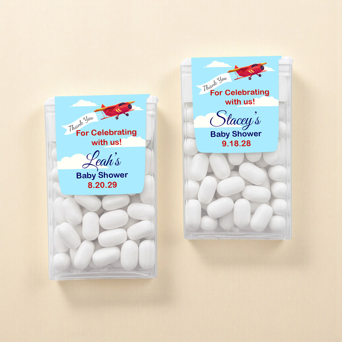 Airplane Birthday Baby Shower Personalized Tic Tac Mints (Set of 12)