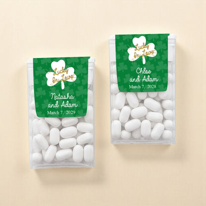 Lucky In Love Shamrock Personalized Tic Tac Mints (Set of 12)