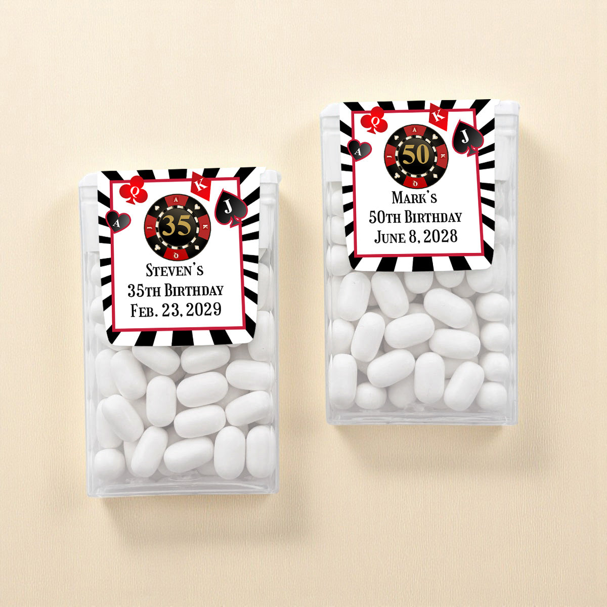 Vegas Birthday Personalized Tic Tac Mints (Set of 12)