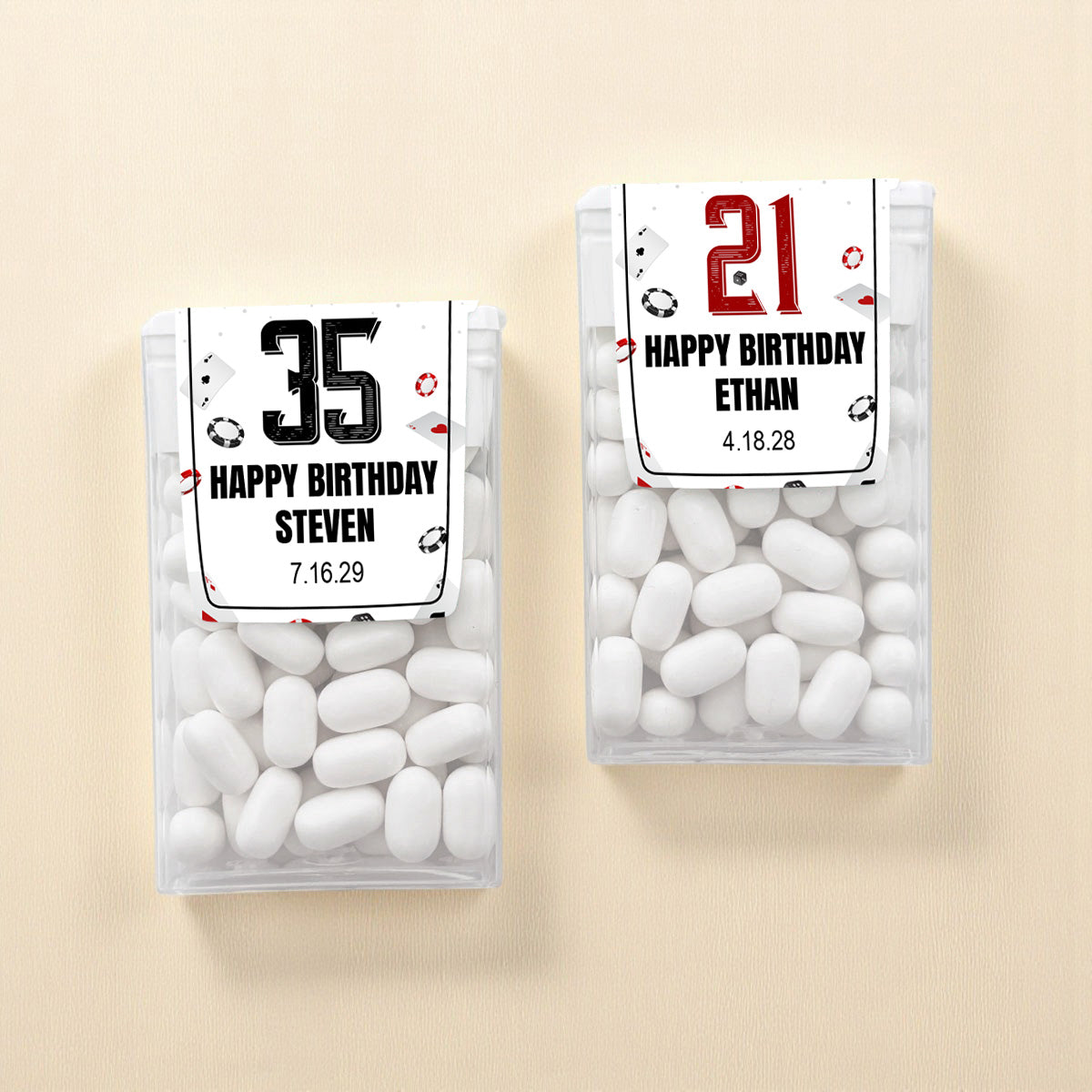 Vegas Birthday Personalized Tic Tac Mints (Set of 12)