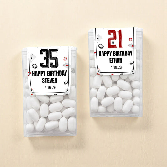 Vegas Birthday Personalized Tic Tac Mints (Set of 12)