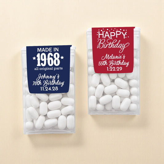 Adult Birthday Personalized Tic Tac Mints (Set of 12)