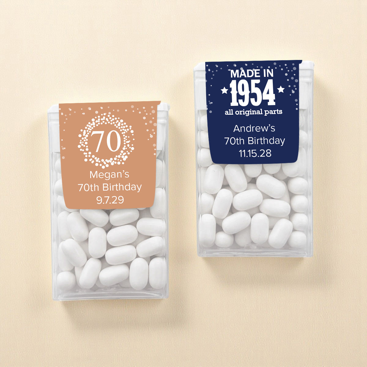 70th Birthday Personalized Tic Tac Mints (Set of 12)