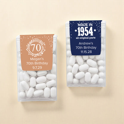 70th Birthday Personalized Tic Tac Mints (Set of 12)