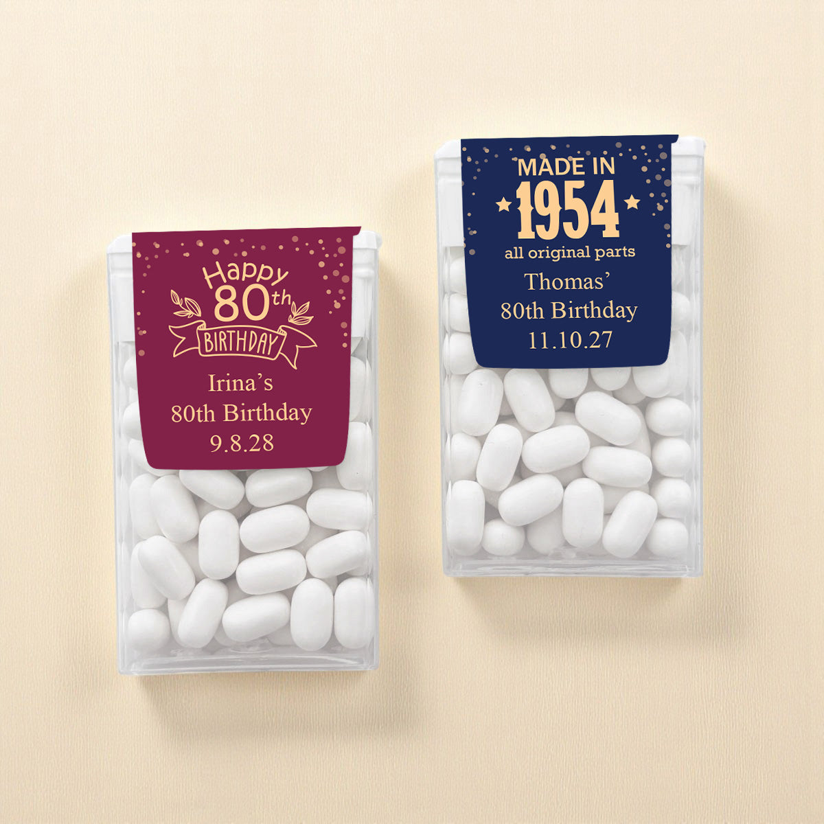 80th Birthday Personalized Tic Tac Mints (Set of 12)