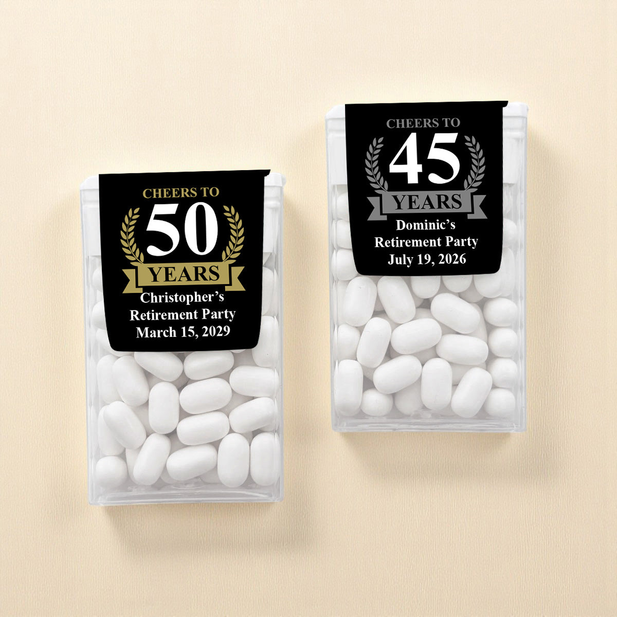 Cheers To # Years Personalized Tic Tac Mints (Set of 12)