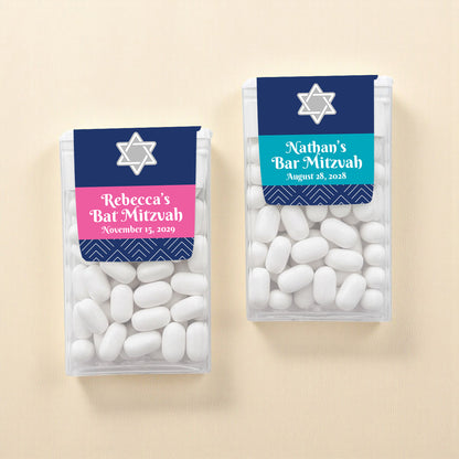 Star Of David Mitzvah Personalized Tic Tac Mints (Set of 12)
