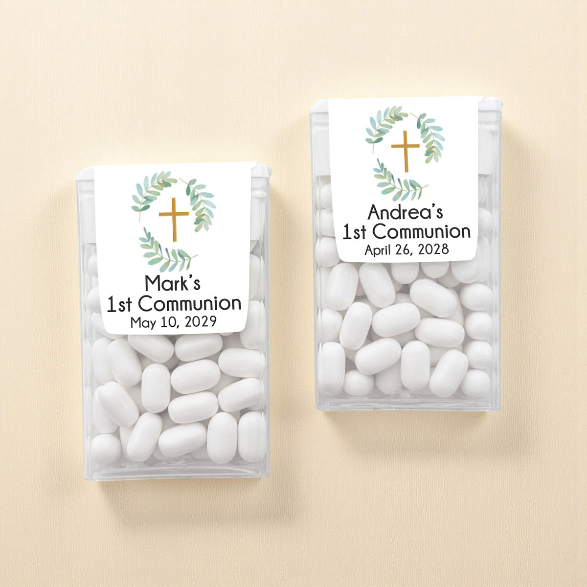 Botanical Greenery First Communion Personalized Tic Tac Mints (Set of 12)