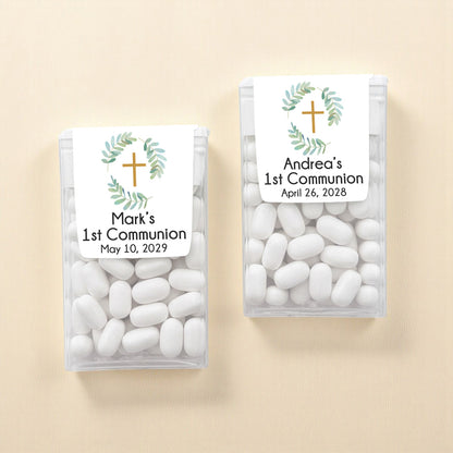 Botanical Greenery First Communion Personalized Tic Tac Mints (Set of 12)