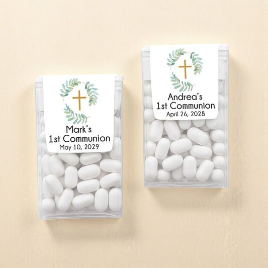 Botanical Greenery First Communion Personalized Tic Tac Mints (Set of 12)