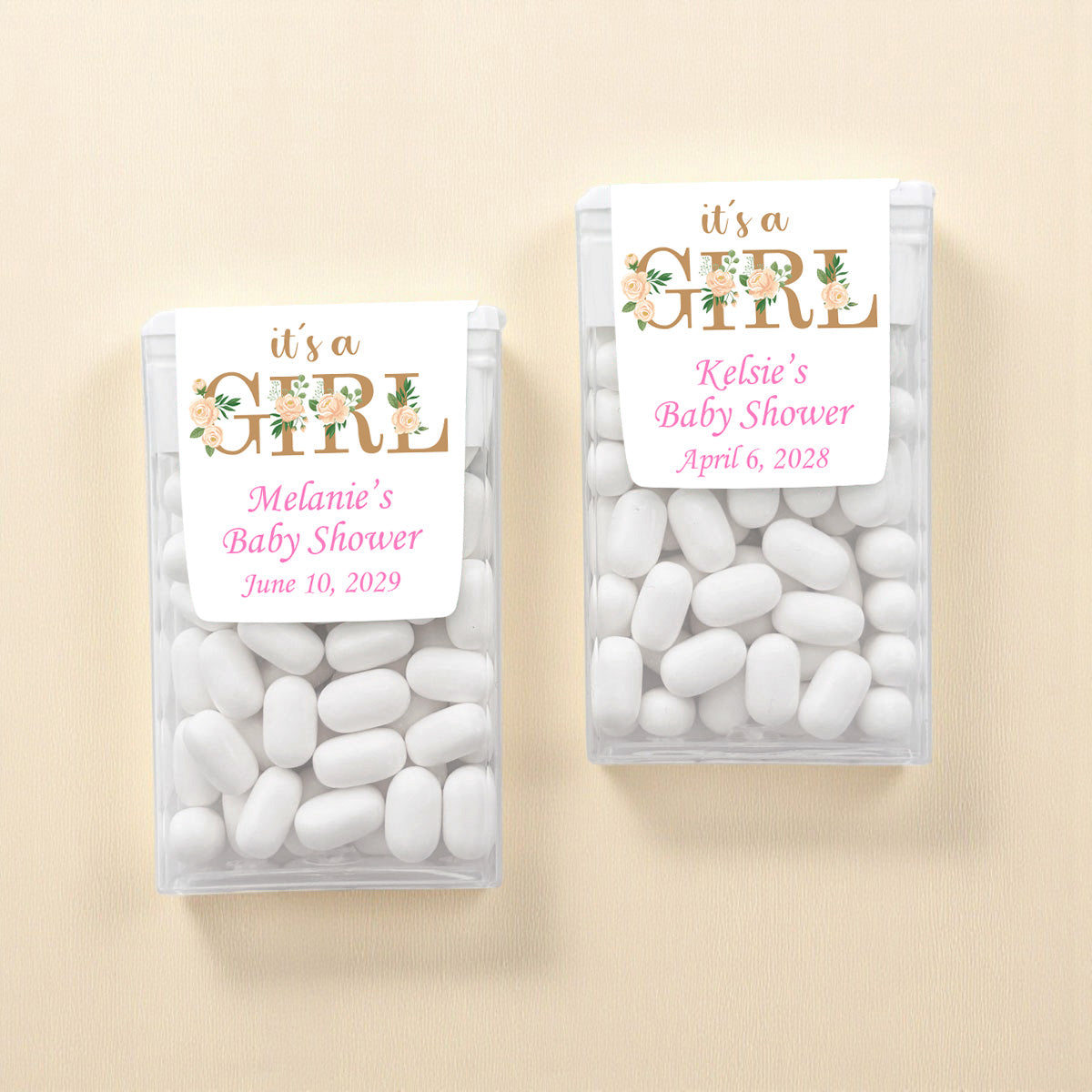 It's A Girl Personalized Tic Tac Mints (Set of 12)