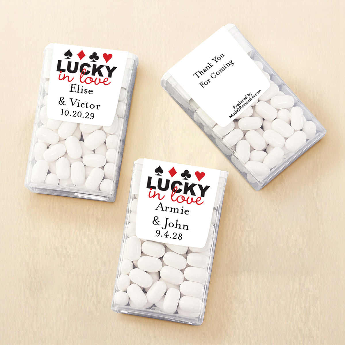 Lucky In Love Vegas Personalized Tic Tac Mints (Set of 12)
