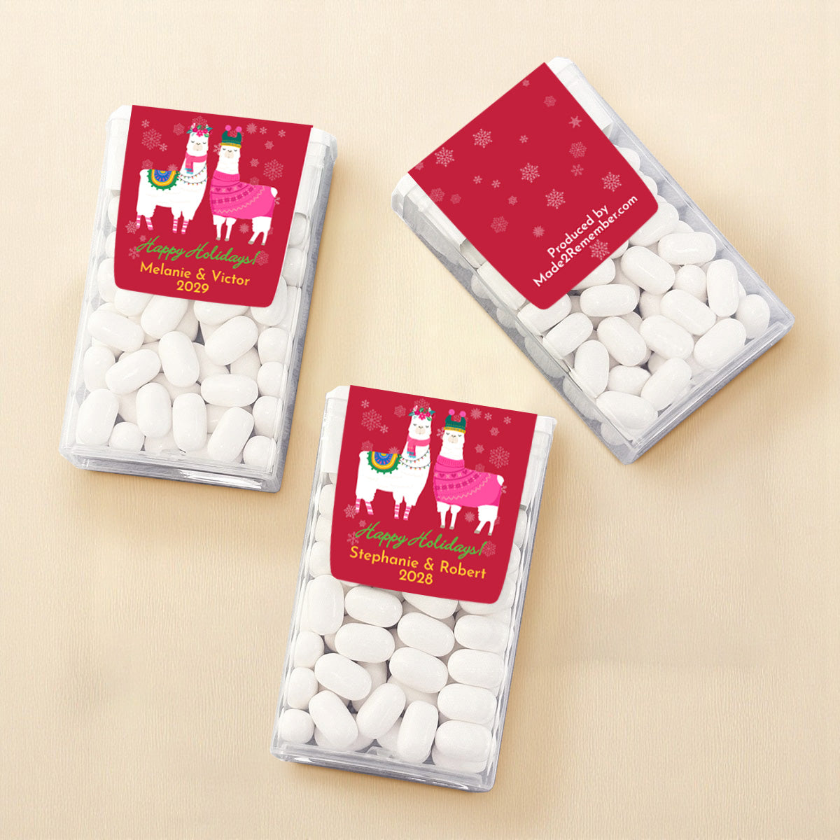 Holiday Llama Personalized Tic Tac Mints (Set of 12)