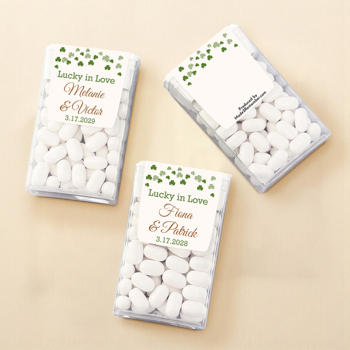Irish Shamrock Confetti Personalized Tic Tac Mints (Set of 12)