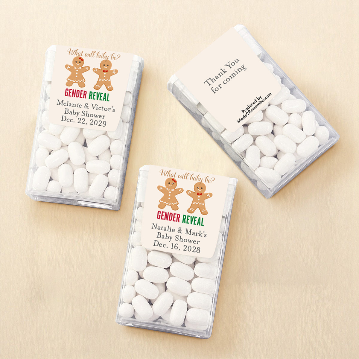 Gingerbread Gender Reveal Personalized Tic Tac Mints (Set of 12)