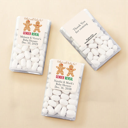 Gingerbread Gender Reveal Personalized Tic Tac Mints (Set of 12)