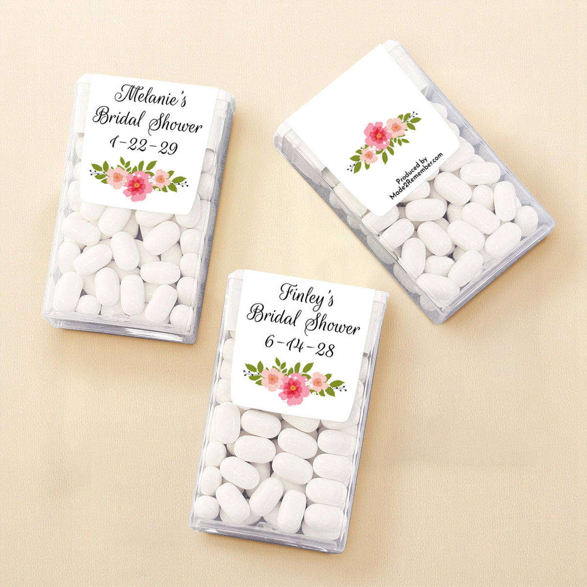 Floral Bridal Shower Personalized Tic Tac Mints (Set of 12)