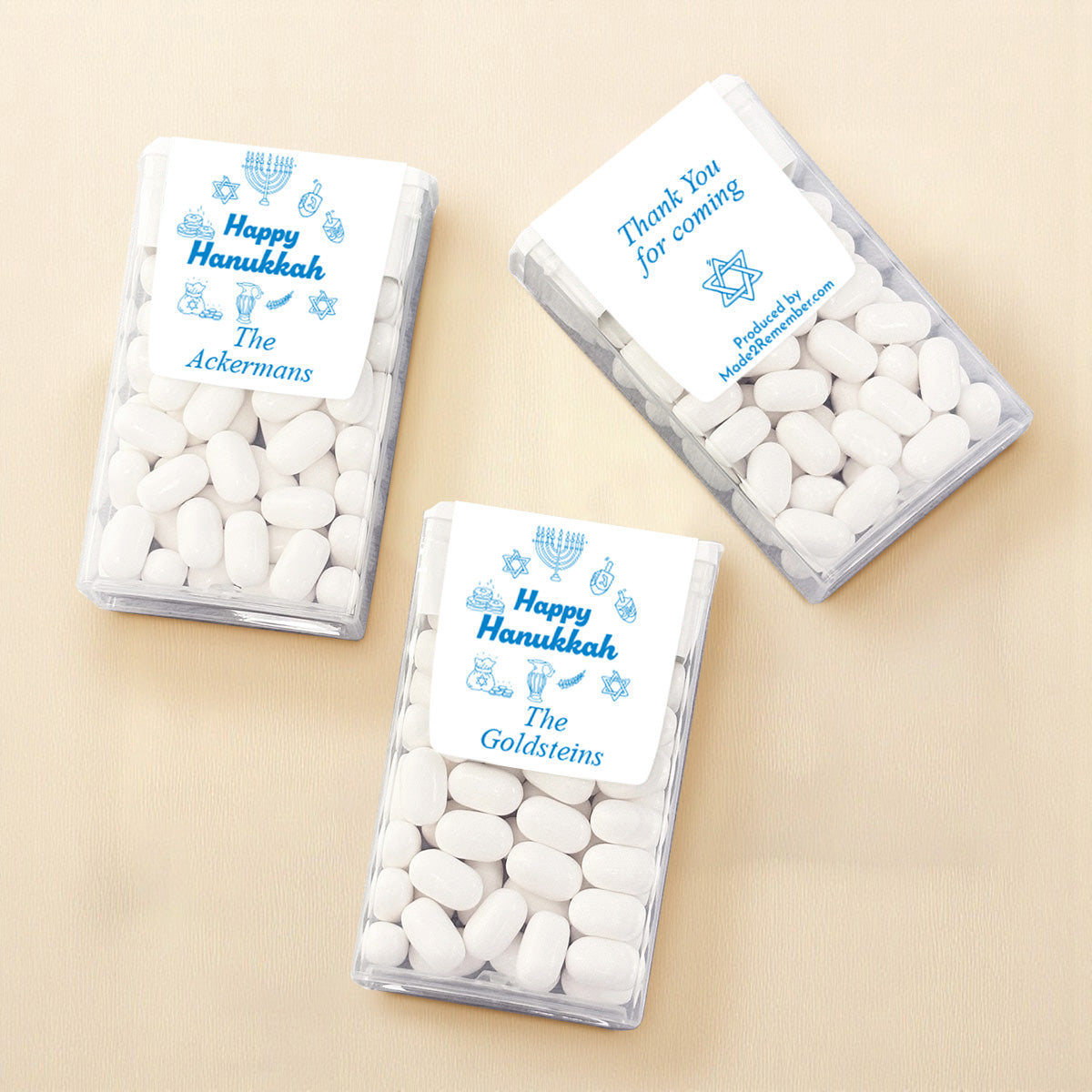 Happy Hanukkah Drawing Personalized Tic Tac Mints (Set of 12)