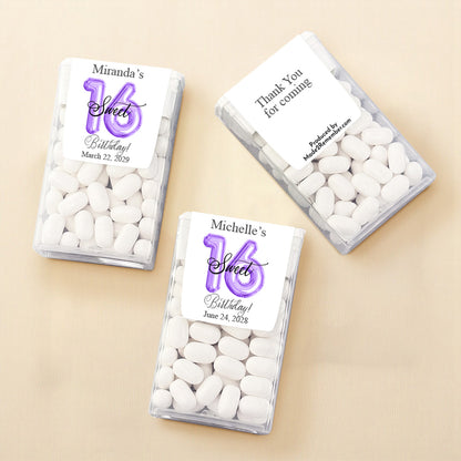 Sweet 16 Birthday Balloon Personalized Tic Tac Mints (Set of 12)