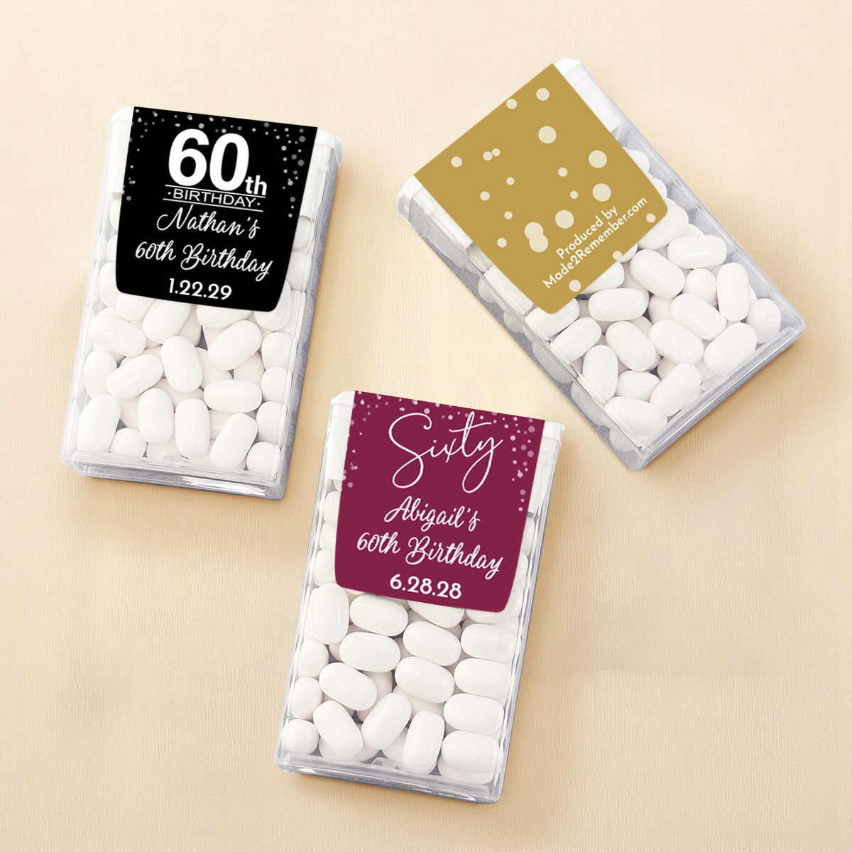 60th Birthday Personalized Tic Tac Mints (Set of 12)