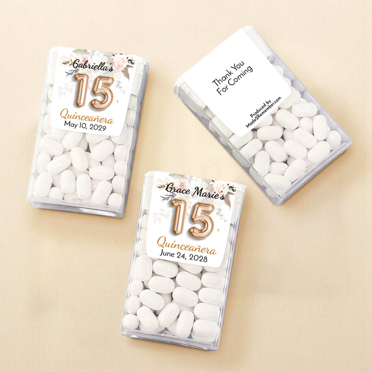 Quinceañera 15th Birthday Balloon Personalized Tic Tac Mints (Set of 12)