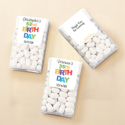 Colorful Birthday Personalized Tic Tac Mints (Set of 12)