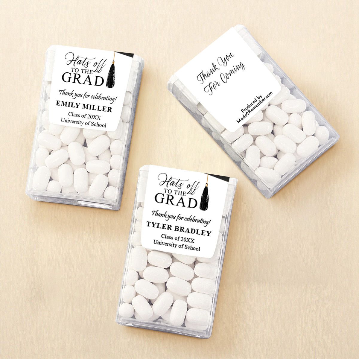 Hats Off The Grad Personalized Tic Tac Mints (Set of 12)