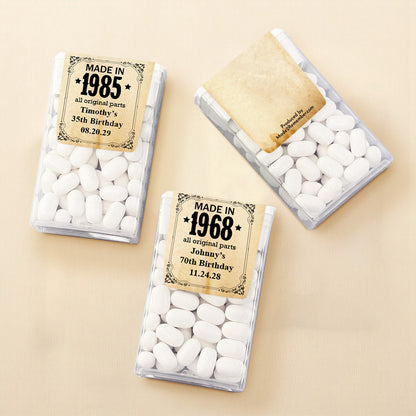 Made In Year All Original Parts Personalized Tic Tac Mints (Set of 12)
