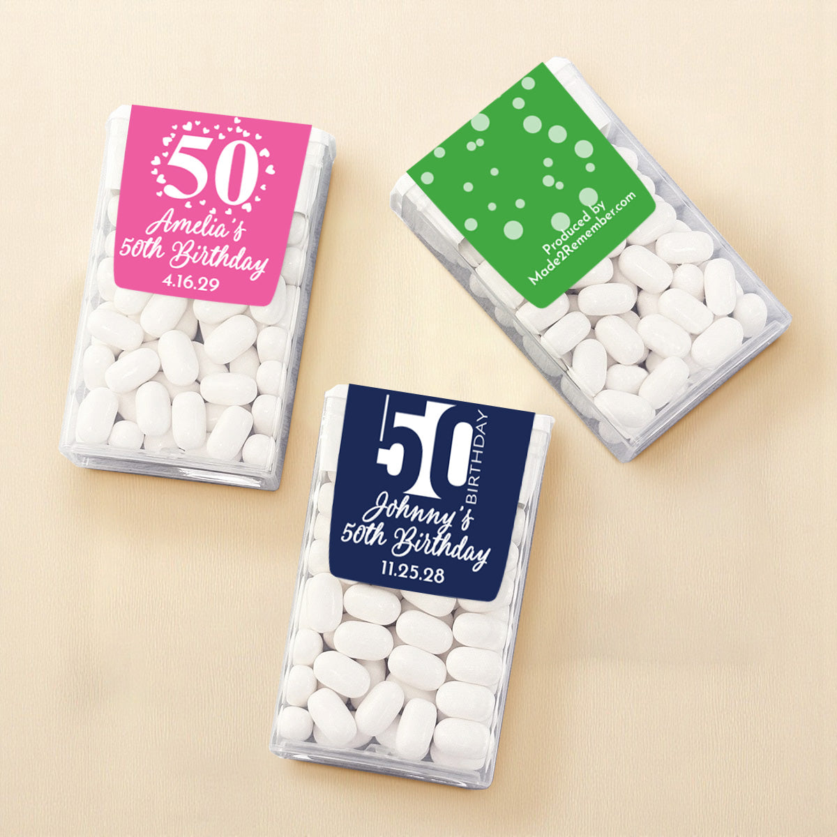 50th Birthday Personalized Tic Tac Mints (Set of 12)