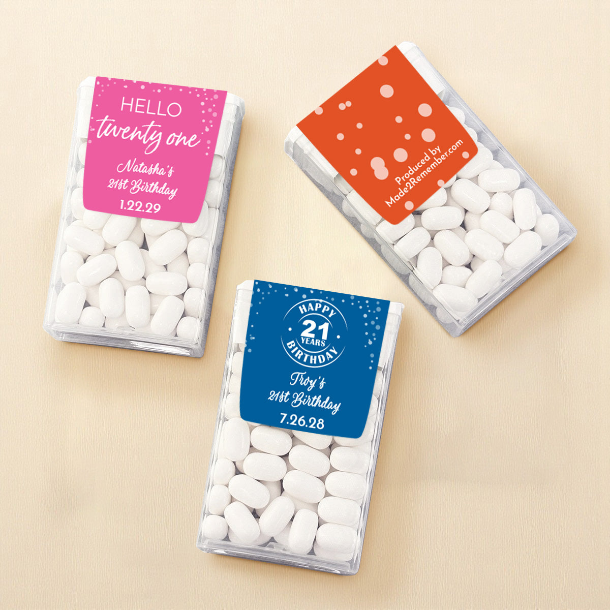 21st Birthday Personalized Tic Tac Mints (Set of 12)
