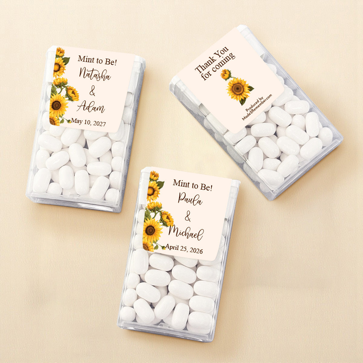 Sunflower Personalized Tic Tac Mints (Set of 12)