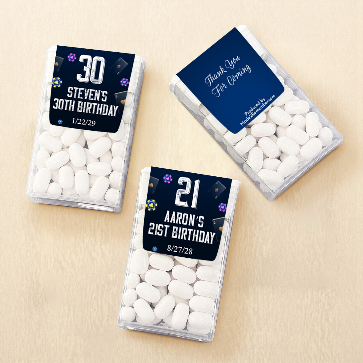 Vegas Playing Cards Birthday Personalized Tic Tac Mints (Set of 12)